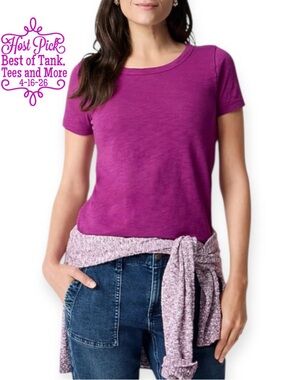 J. CREW Tee Short Sleeve Girlfriend Crewneck T-Shirt Magenta Grape Top NWT